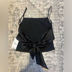 Zara Black Satin Tie Top
